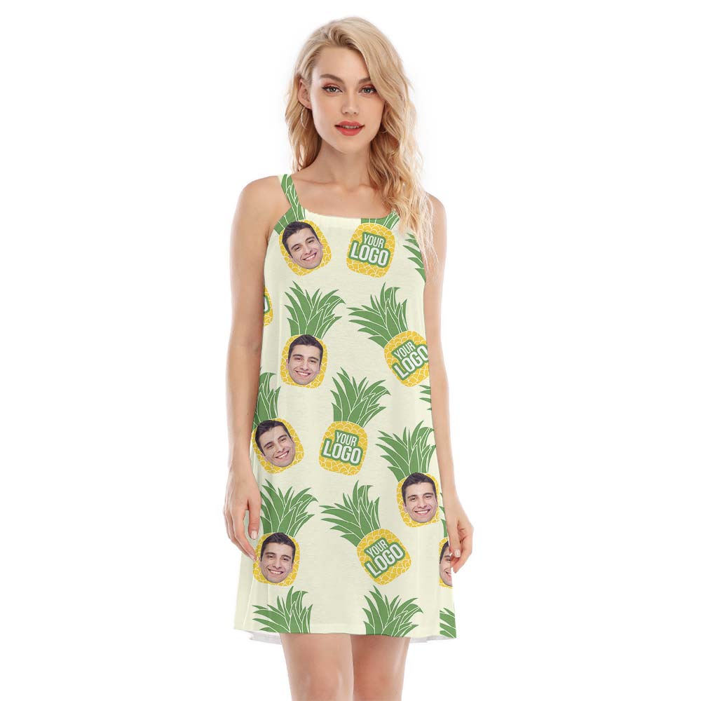 Pineapple Hawaiian Women Custom Face Cami Dress - variant image 1