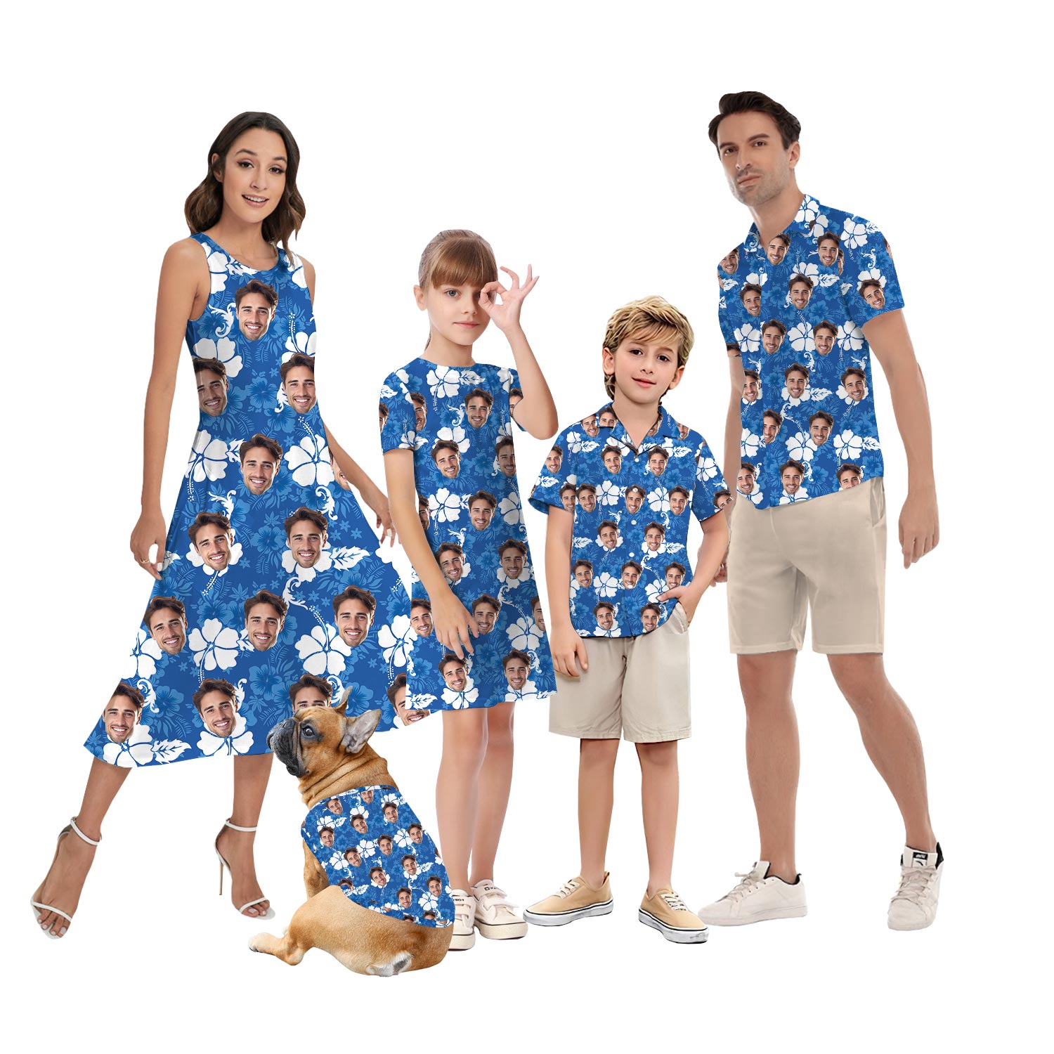 Personalized Matching Tropical Outfits For Family Hibiscus Blue - variant image 1