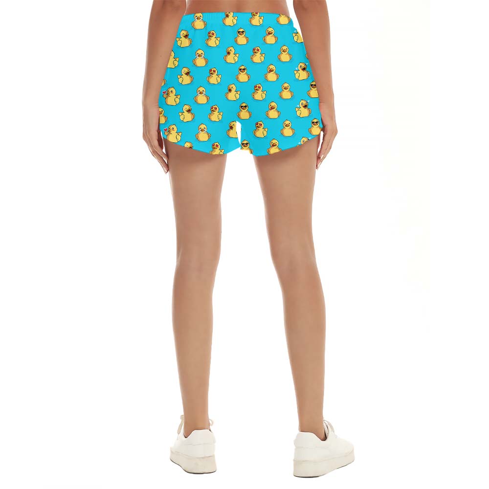 Funny Rubber Duck Blue Women's Beach Shorts