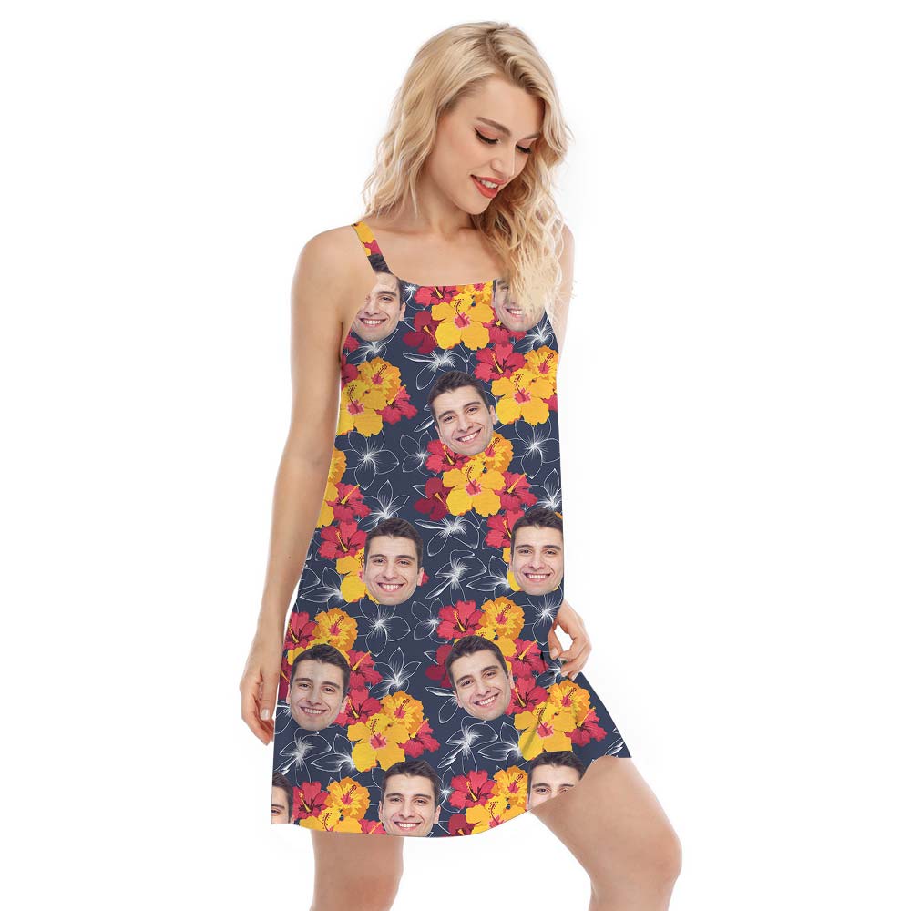 Hawaiian Custom Face Cami Dress For Flower Lover