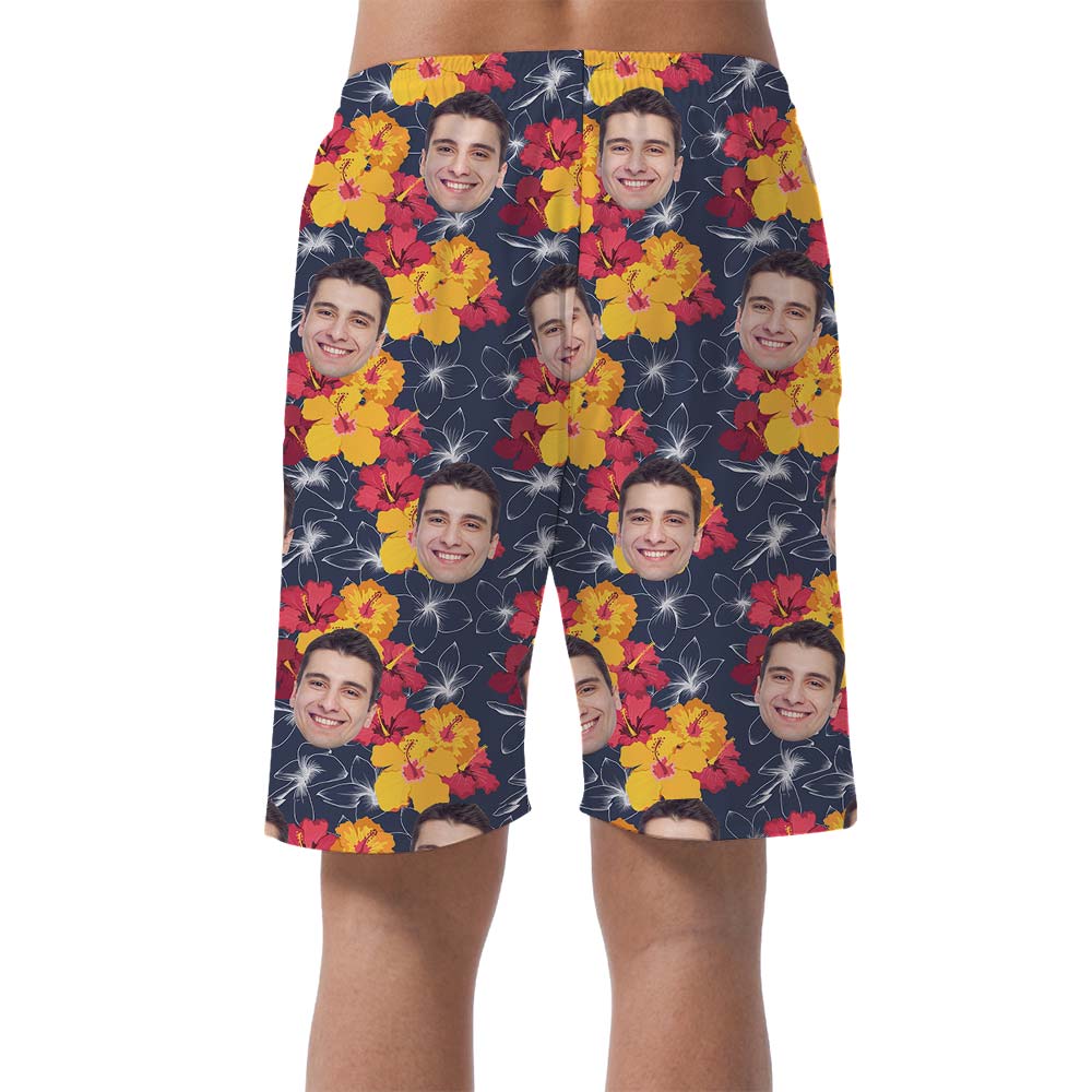 Tropical Flower Hawaiian Custom Face Shorts Men