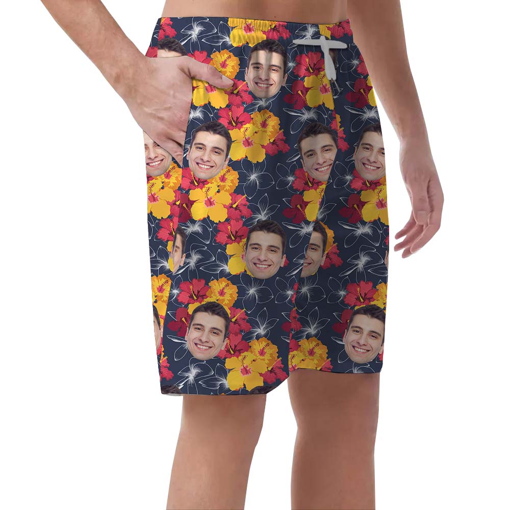 Tropical Flower Hawaiian Custom Face Shorts Men