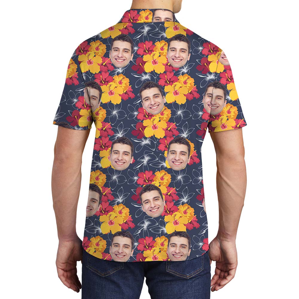 Custom Hawaiian Tropical Flower Polo Men