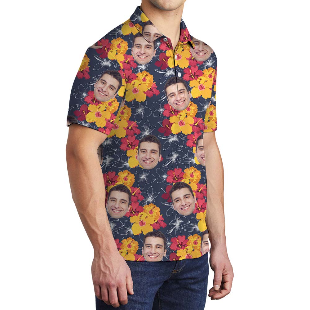 Custom Hawaiian Tropical Flower Polo Men