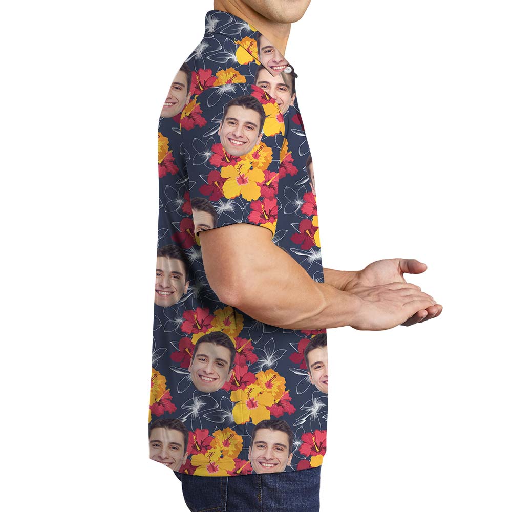 Custom Hawaiian Tropical Flower Polo Men