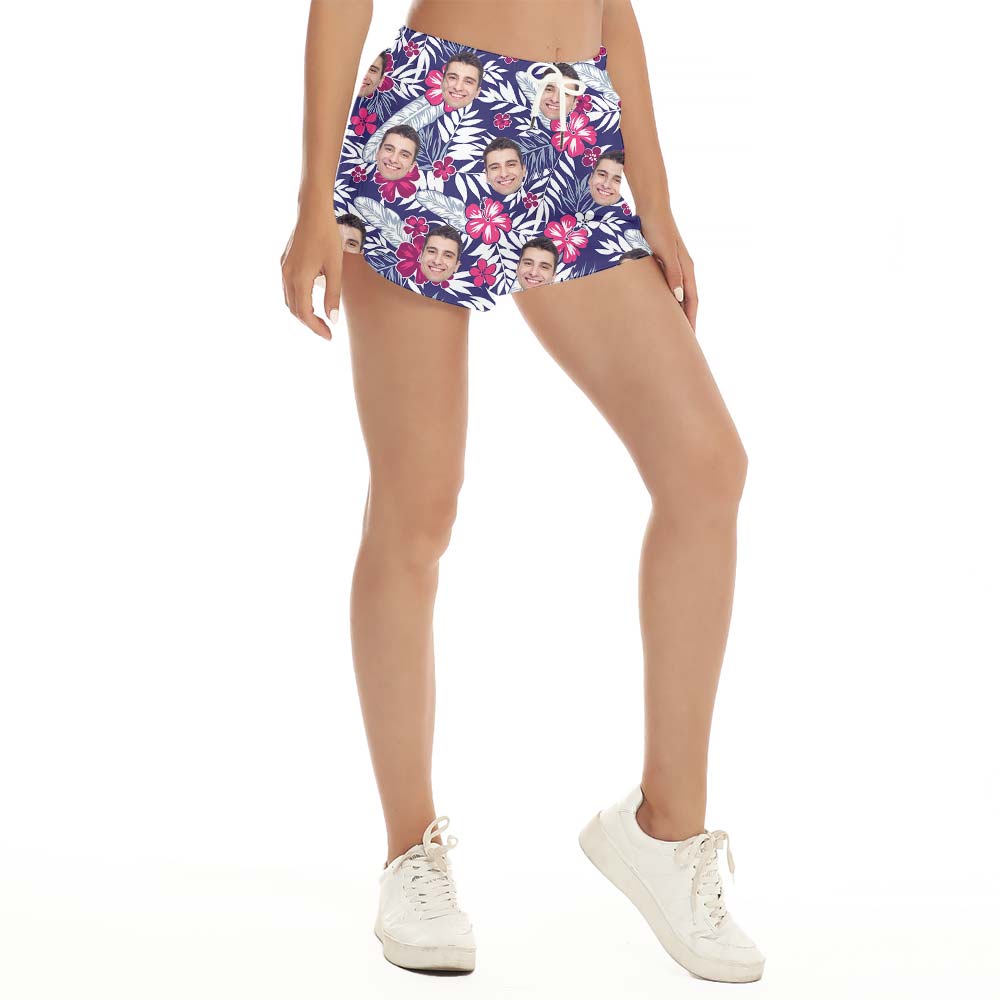 Custom Face Tropical Hawaiian Shorts Women