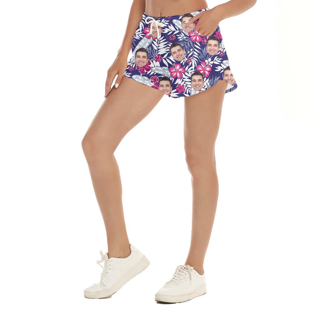 Custom Face Tropical Hawaiian Shorts Women