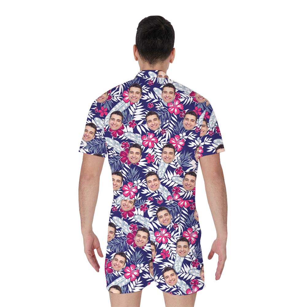 Custom Face Tropical Hawaiian Romper Men