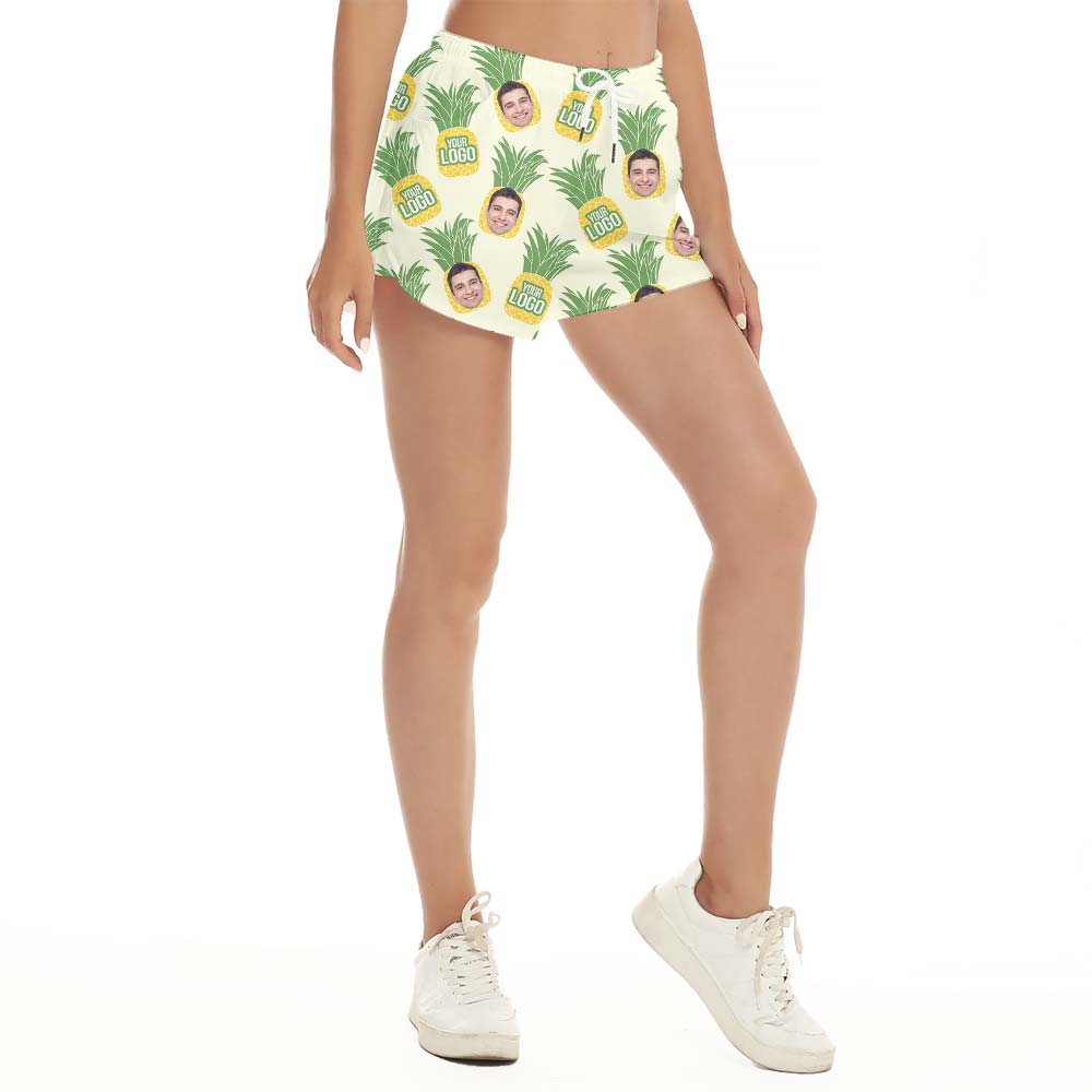Pineapple Personalized Face Hawaiian Shorts Women