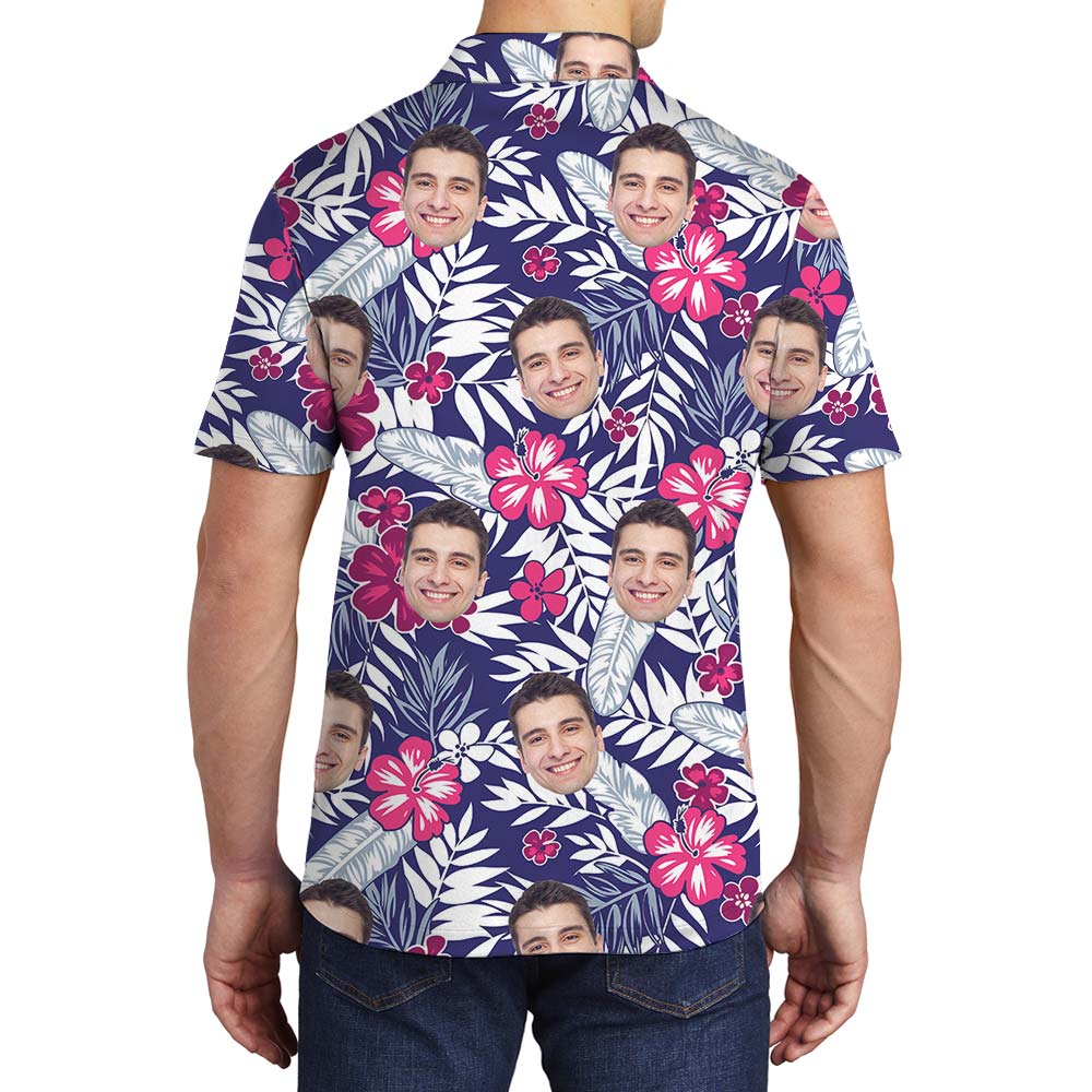 Custom Face Tropical Hawaiian Polo Men