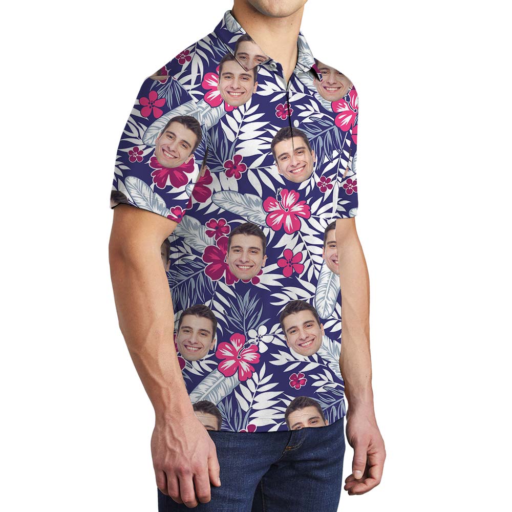 Custom Face Tropical Hawaiian Polo Men