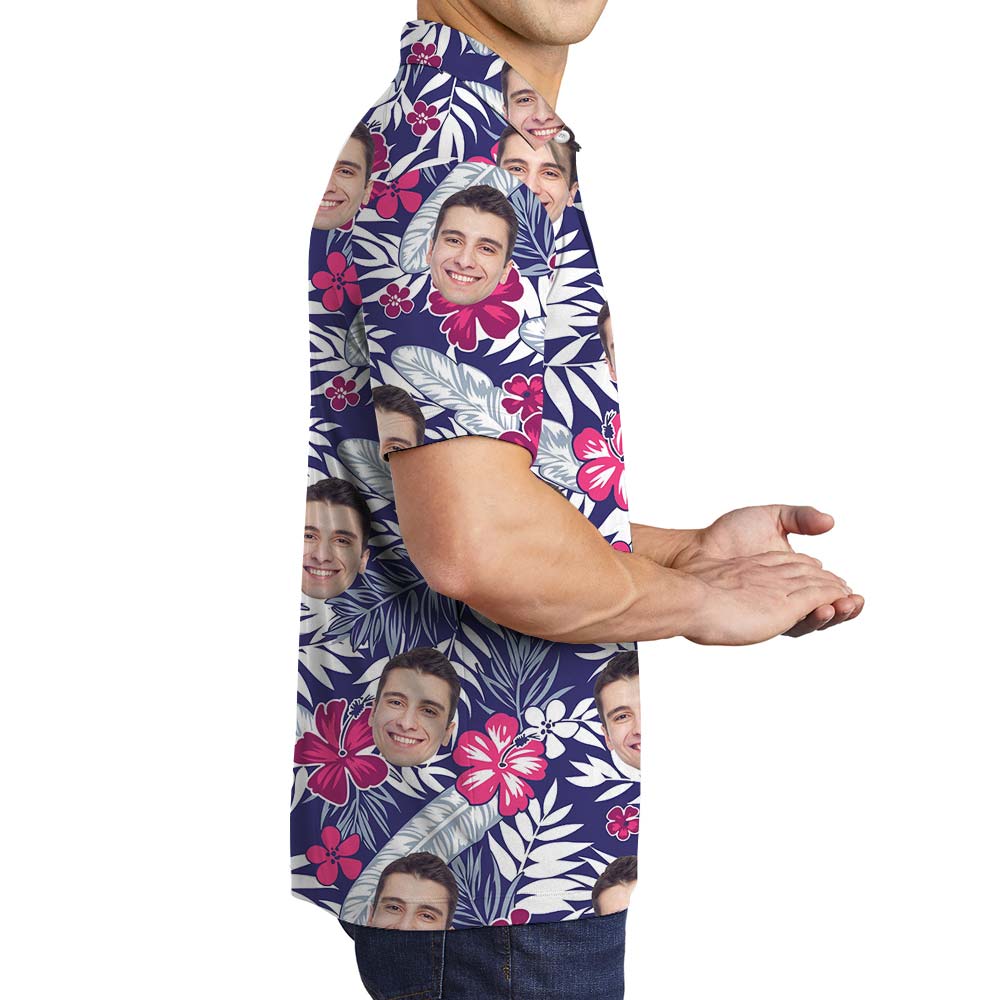 Custom Face Tropical Hawaiian Polo Men