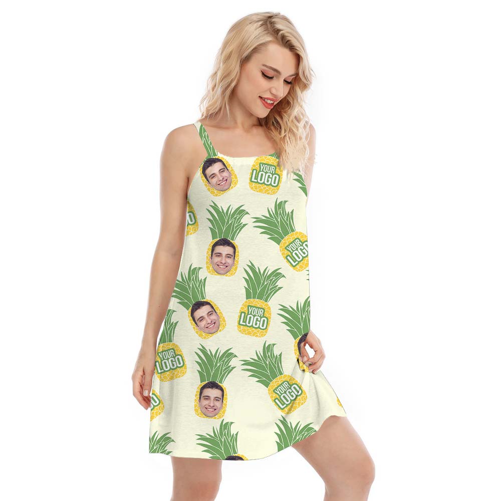 Pineapple Hawaiian Women Custom Face Cami Dress