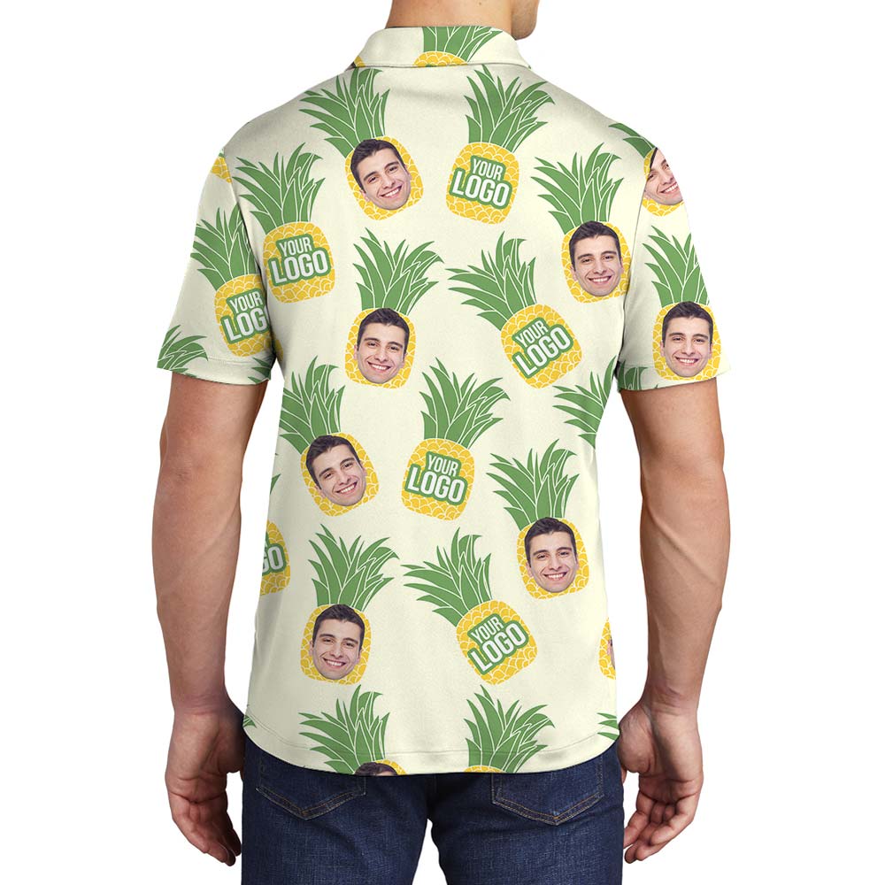 Custom Face Hawaiian Pineapple Polo Men