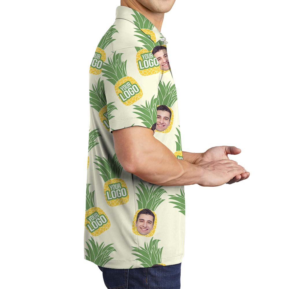 Custom Face Hawaiian Pineapple Polo Men
