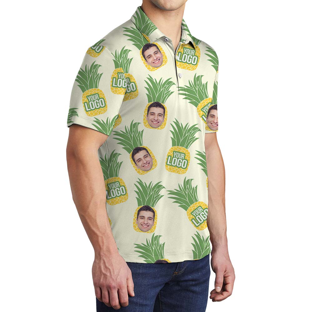 Custom Face Hawaiian Pineapple Polo Men