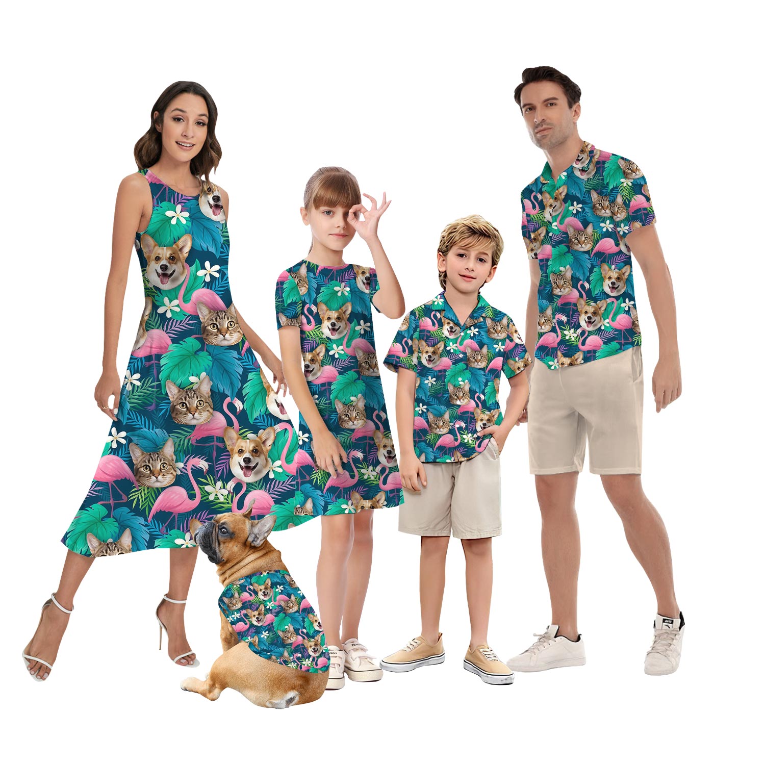 Custom Matching Flamingo Hawaiian Outfits With Your Face - variant image 1