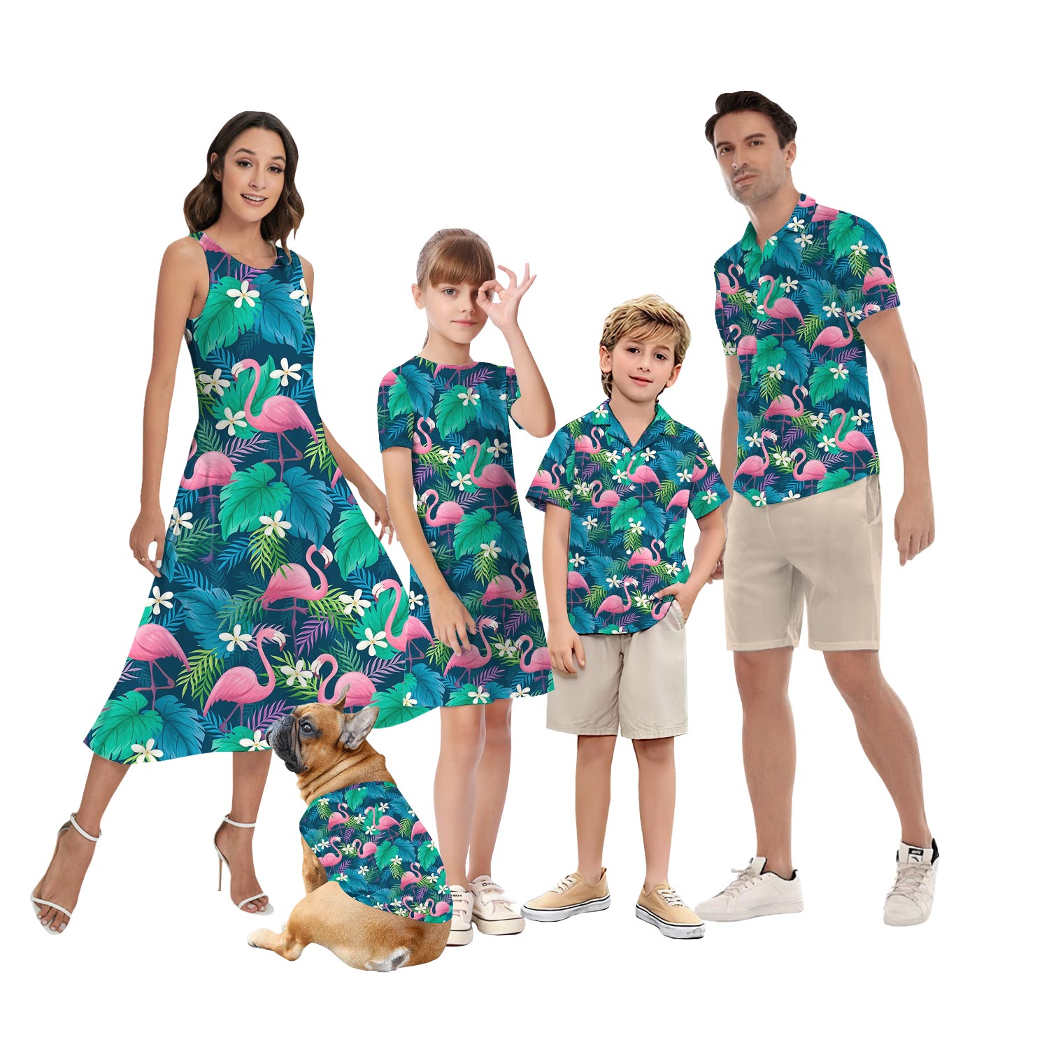 Matching Flamingo Beach Shirt And Dress For Family - variant image 1