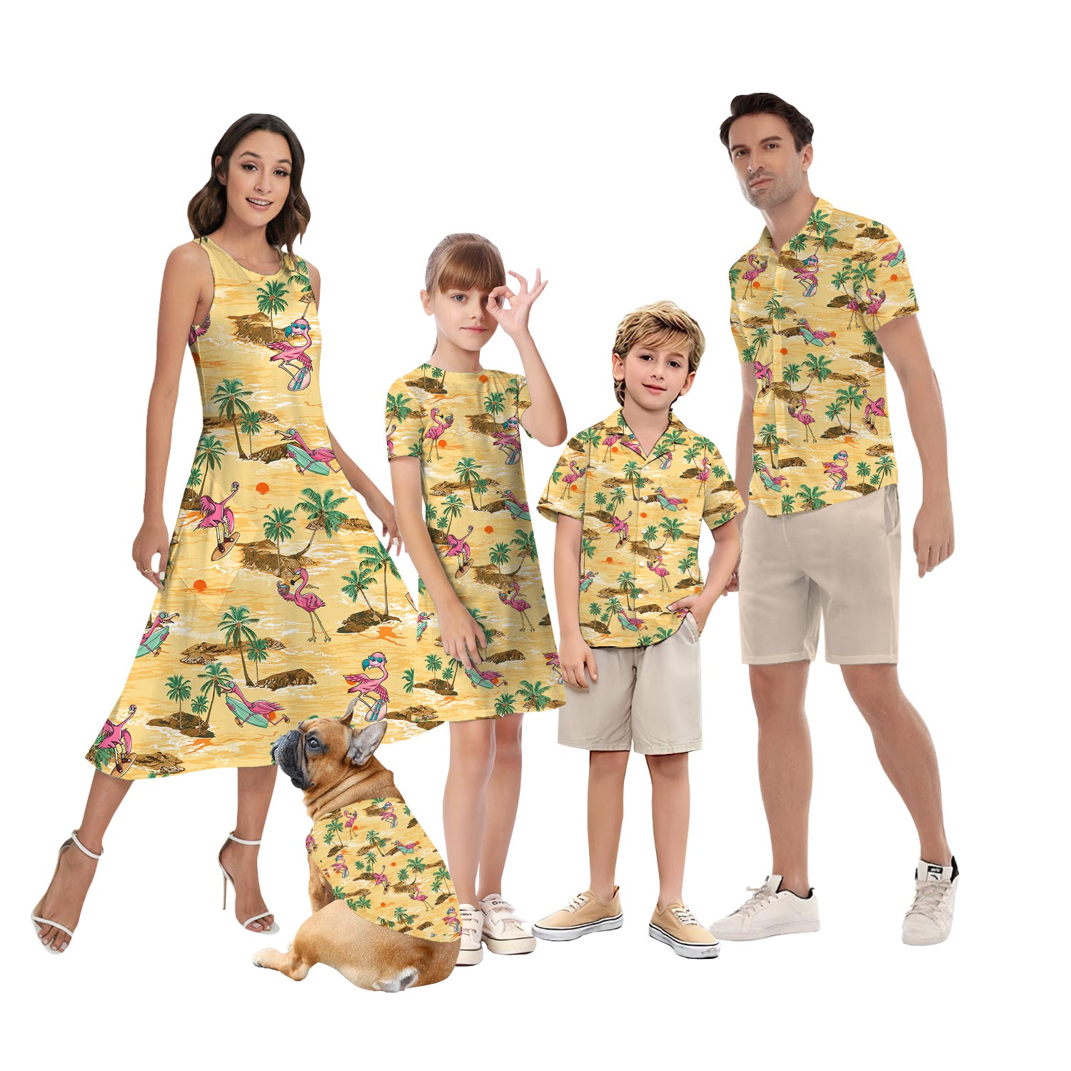 Funny Surfing Flamingo Hawaiian Shirt And Dress Matching Family - variant image 1