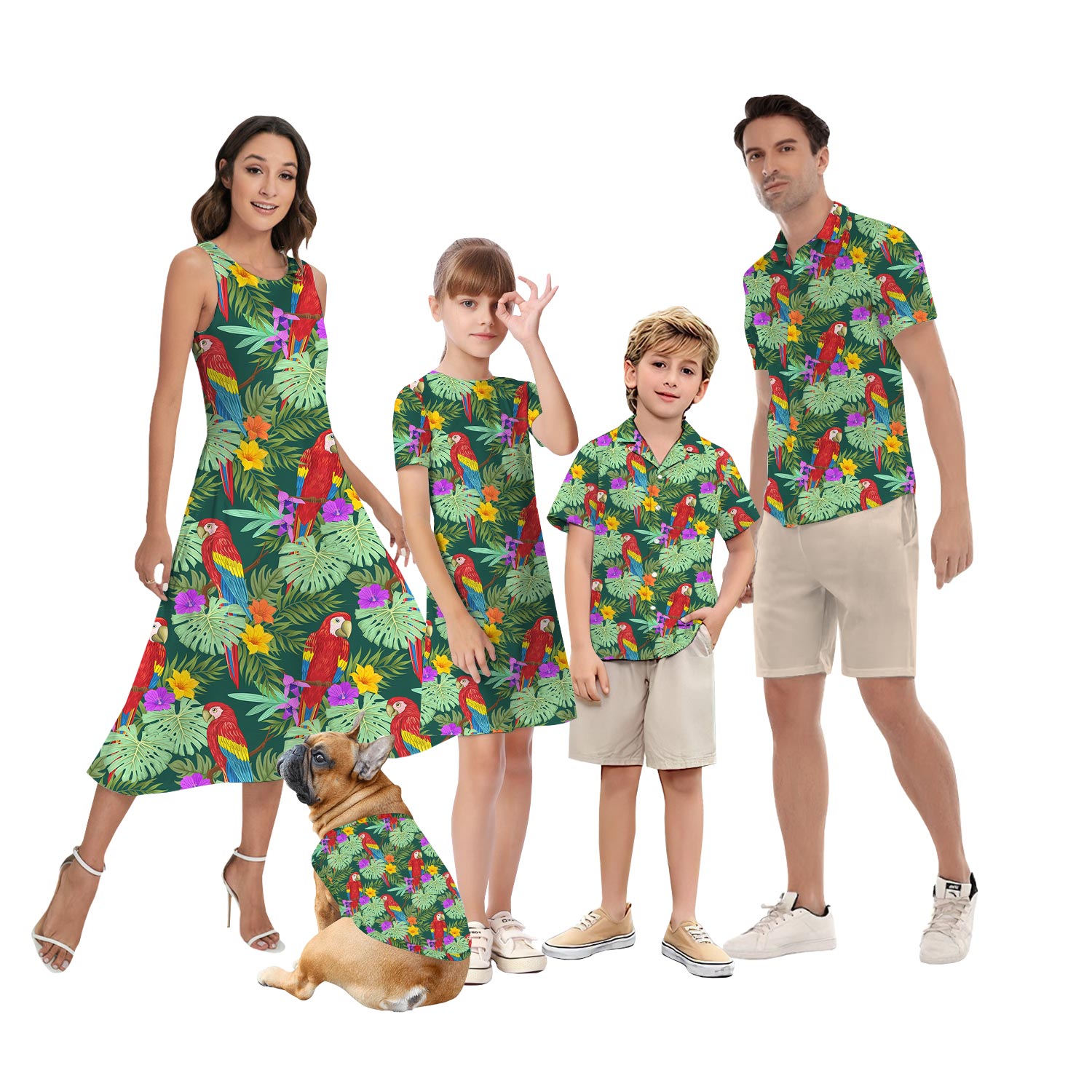 Tropical Parrots Hawaiian Matching Set for Family - variant image 1