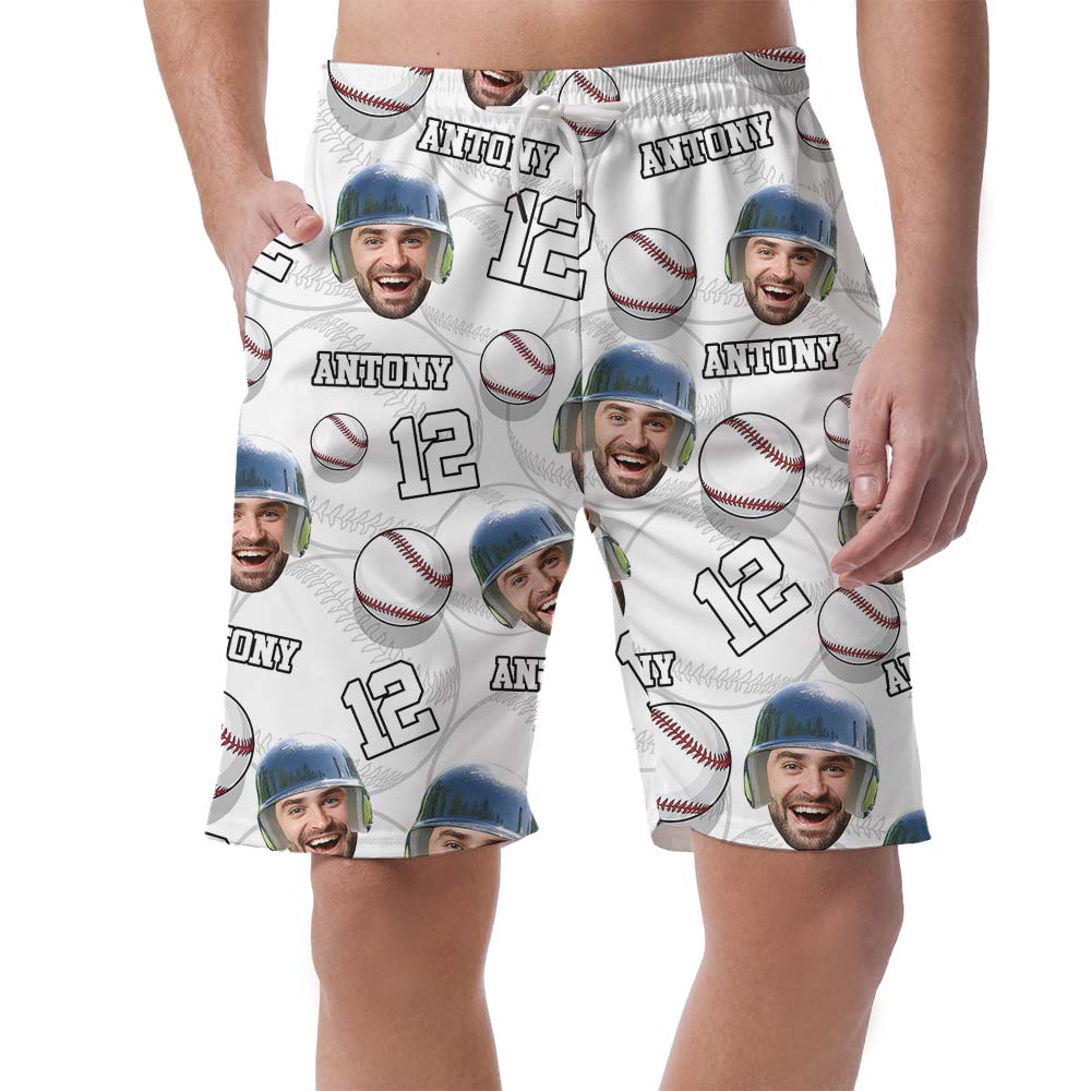 Matching Custom Face Baseball Hawaiian Shorts Men - variant image 1
