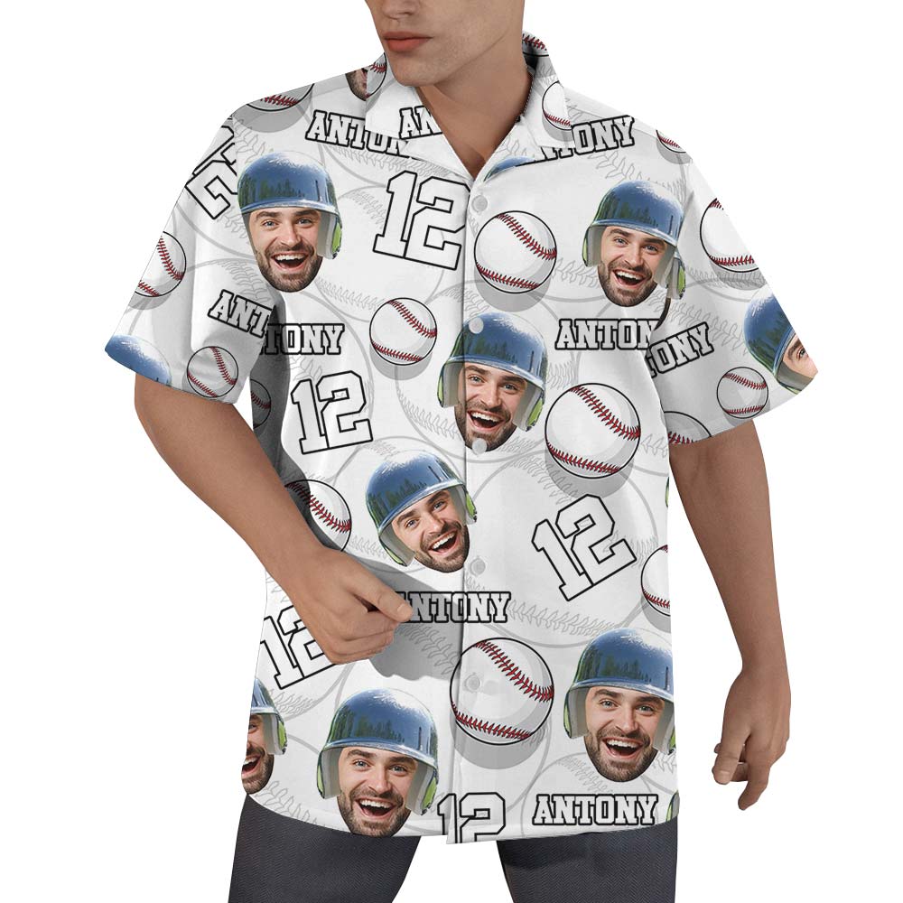 Baseball Custom Face Hawaiian Shirt Men - variant image 1