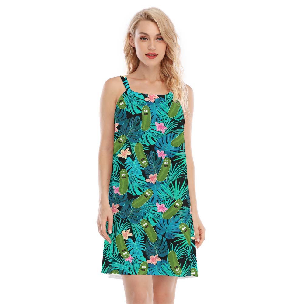 Cool Green Pickle Tropical Cami Dress For Women - variant image 1