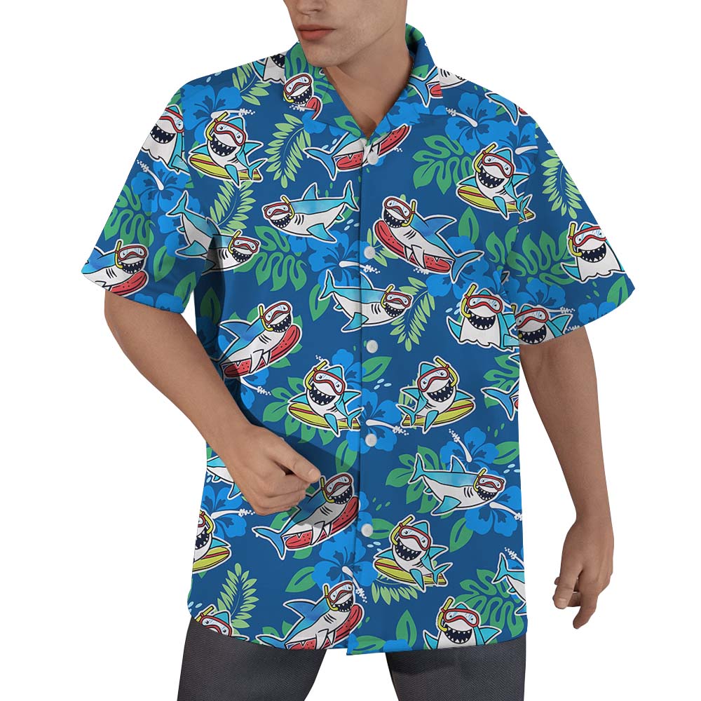 Shark Blue Hawaiian Shirt For Men - variant image 1