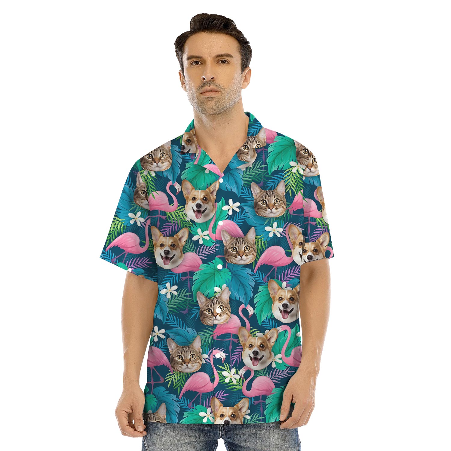 Custom Matching Flamingo Hawaiian Outfits With Your Face