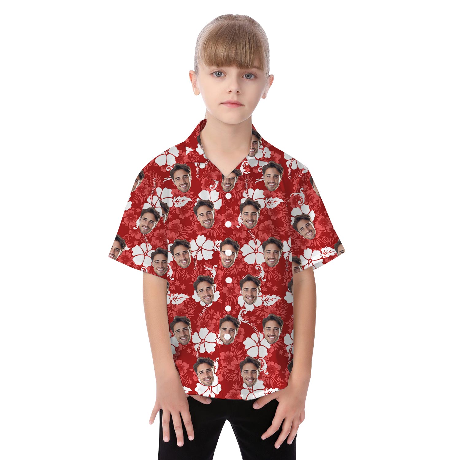 Custom Face Red Hawaiian Shirt And Dress Matching For Couple