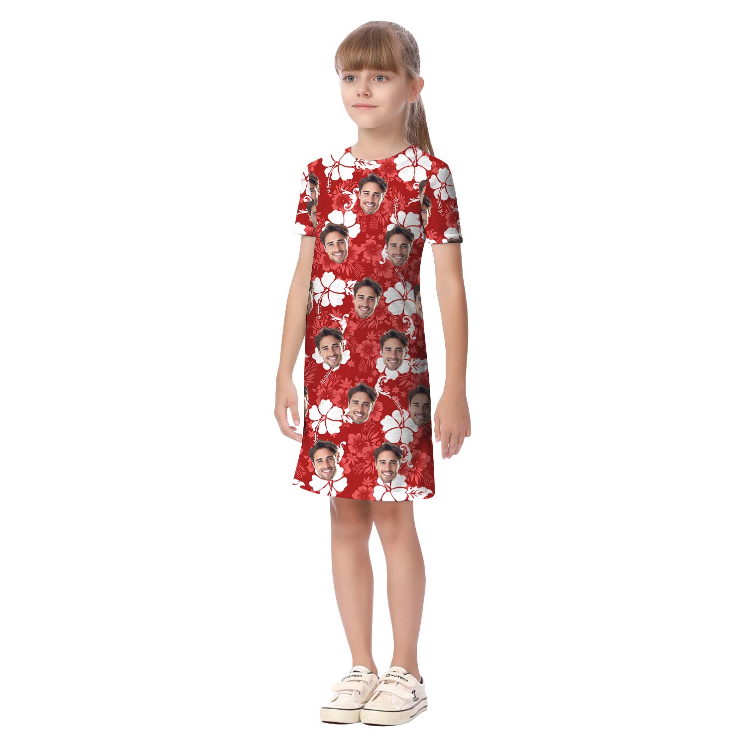 Custom Face Red Hawaiian Shirt And Dress Matching For Couple
