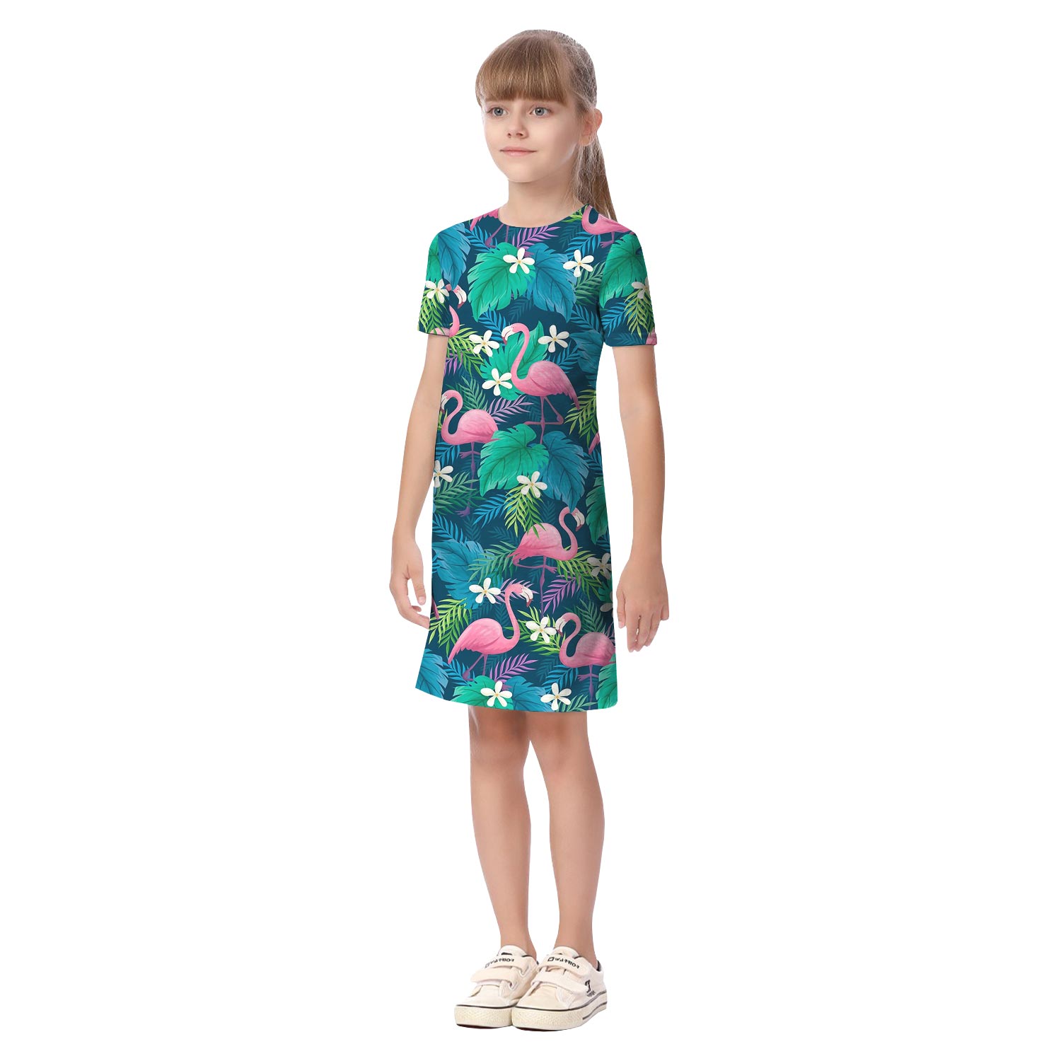Matching Flamingo Beach Shirt And Dress For Family