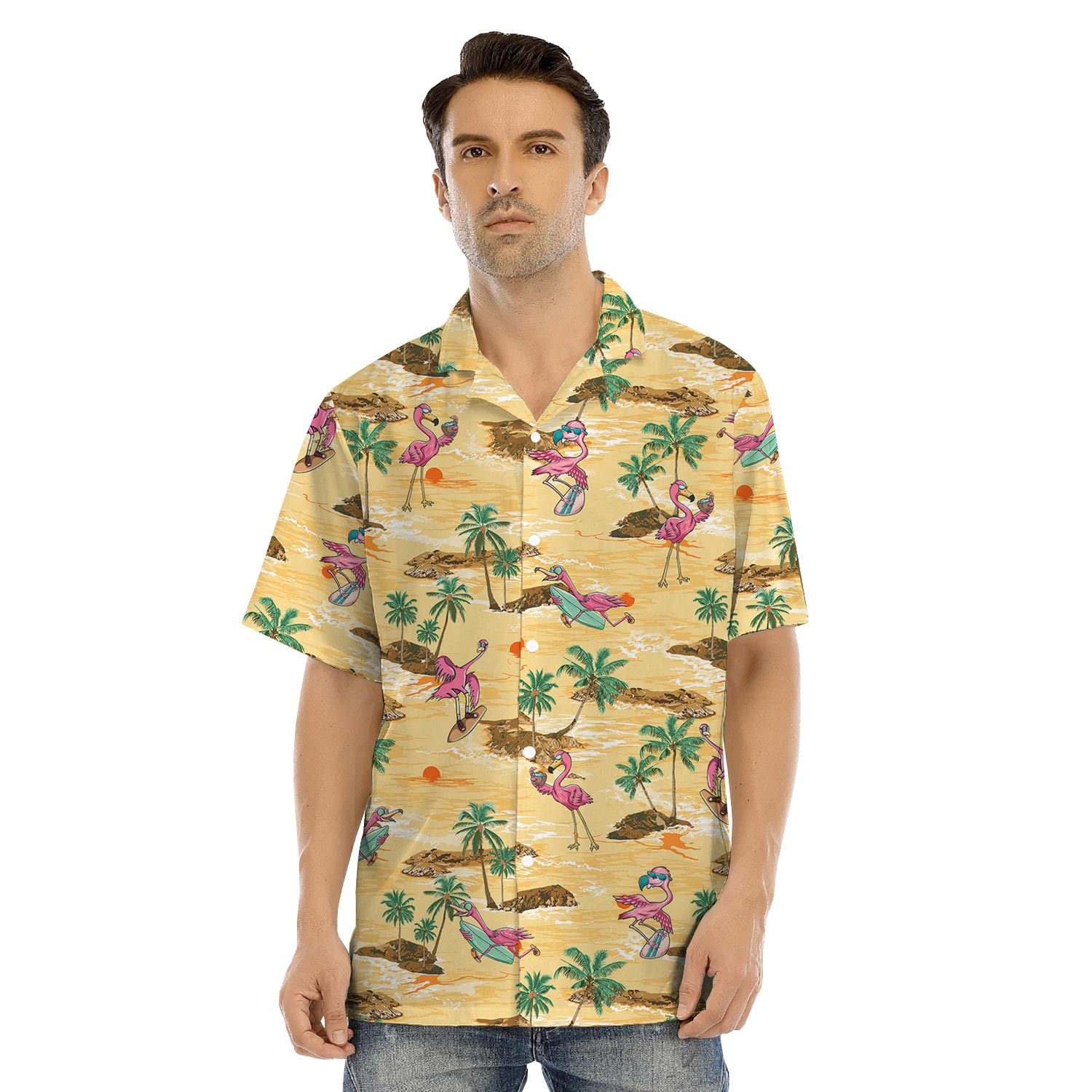 Funny Surfing Flamingo Hawaiian Shirt And Dress Matching Family