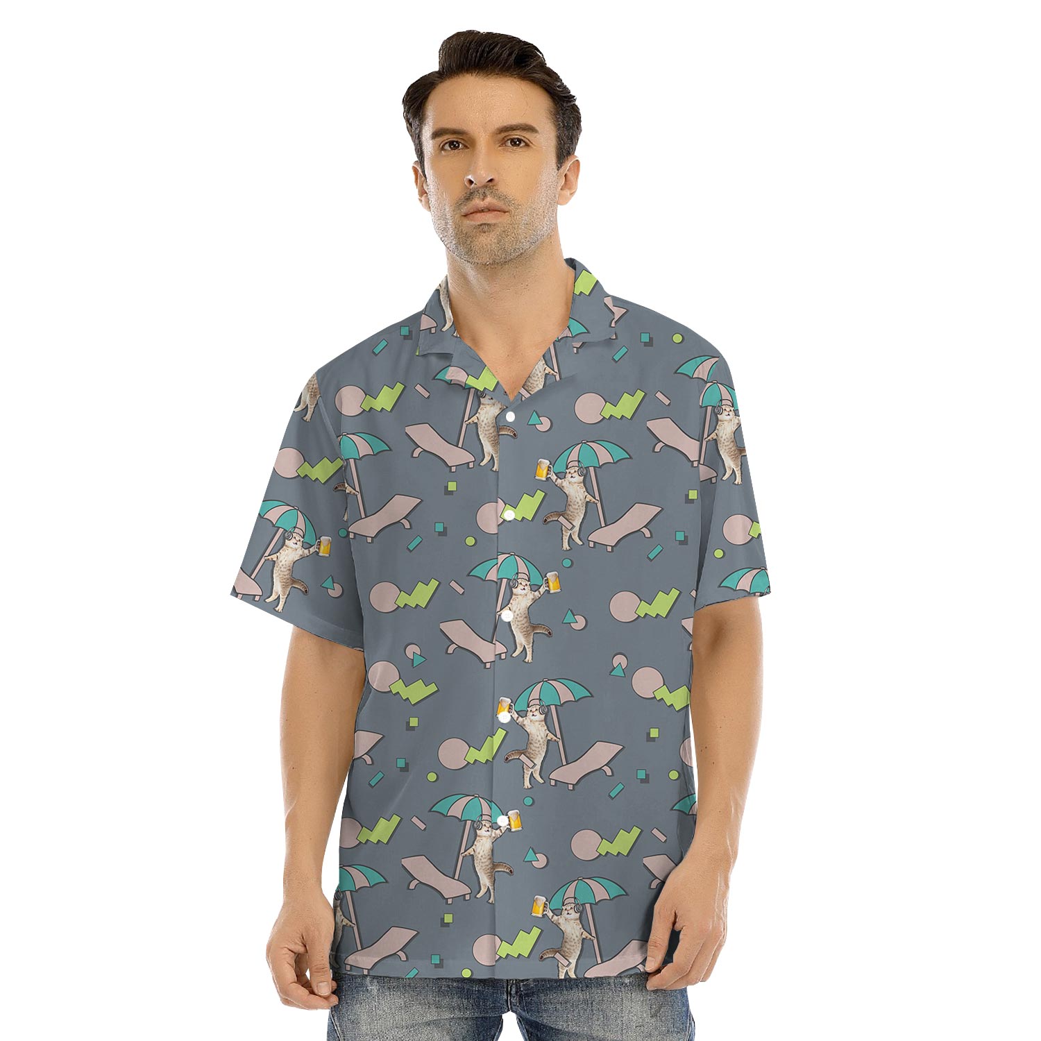 Funny Cat Cheers Holiday Matching Hawaiian Outfits For Family
