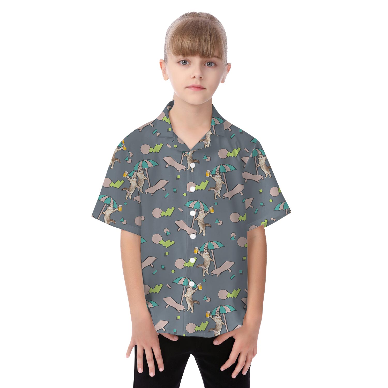 Funny Cat Cheers Holiday Matching Hawaiian Outfits For Family