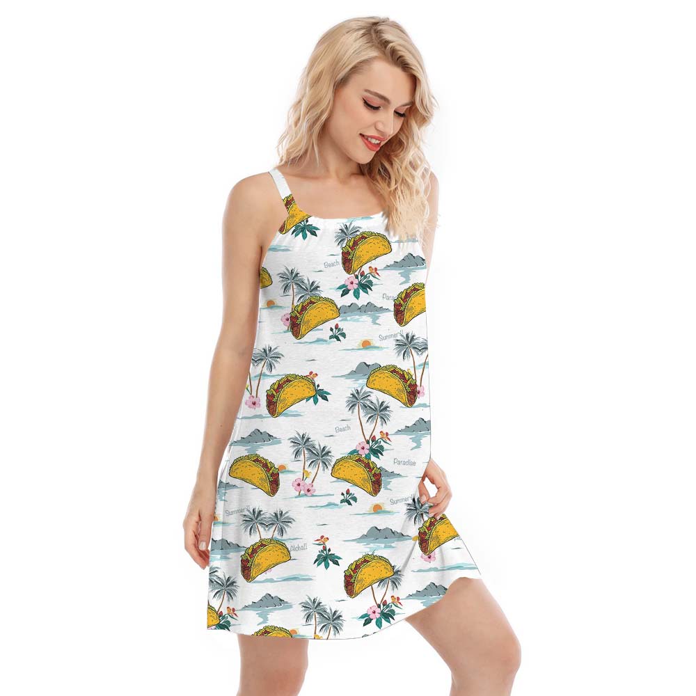 Cool Taco Mexico Women's Cami Dress With Beach Themes