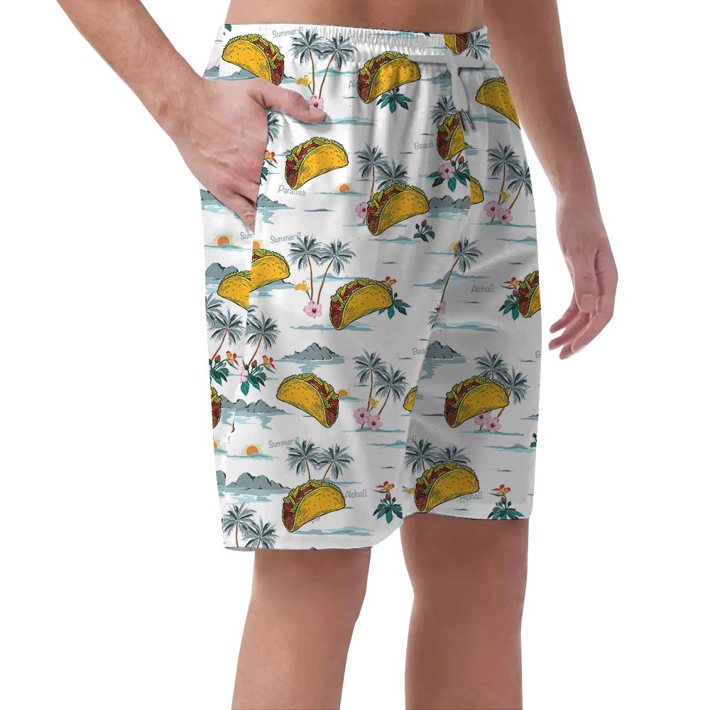 Taco Palm Tree Men's Beach Shorts