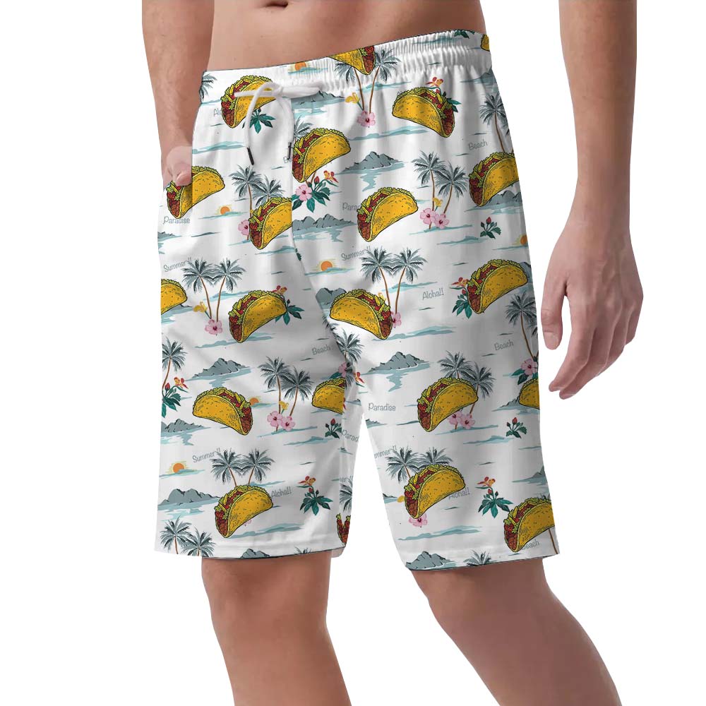 Taco Palm Tree Men's Beach Shorts
