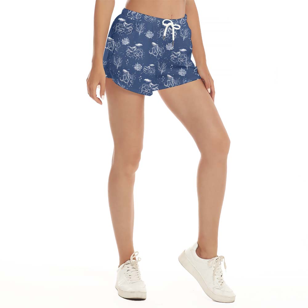 Cool Women's Hawaiian Shorts With Octopus Print