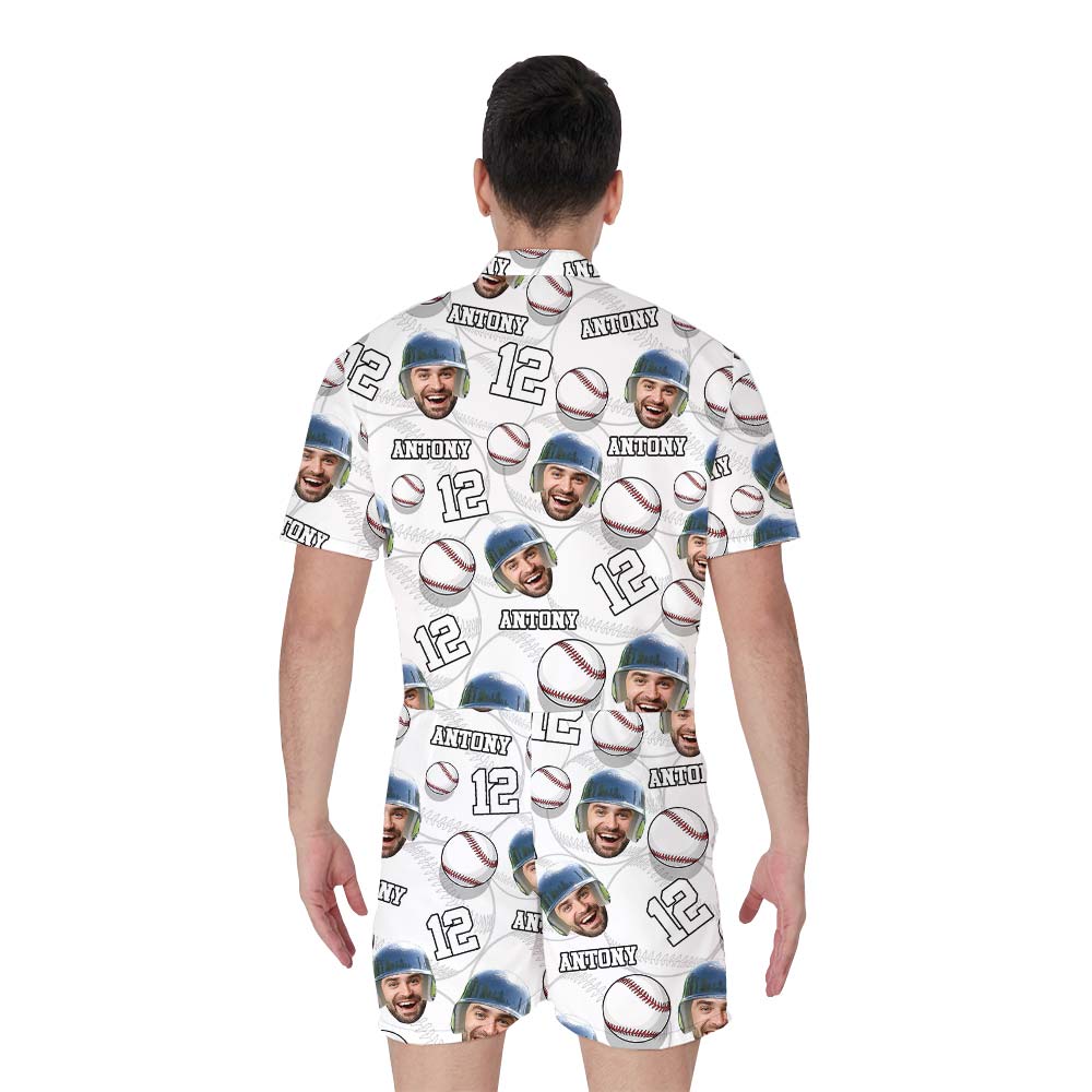 Baseball Custom Face Hawaiian Romper Men