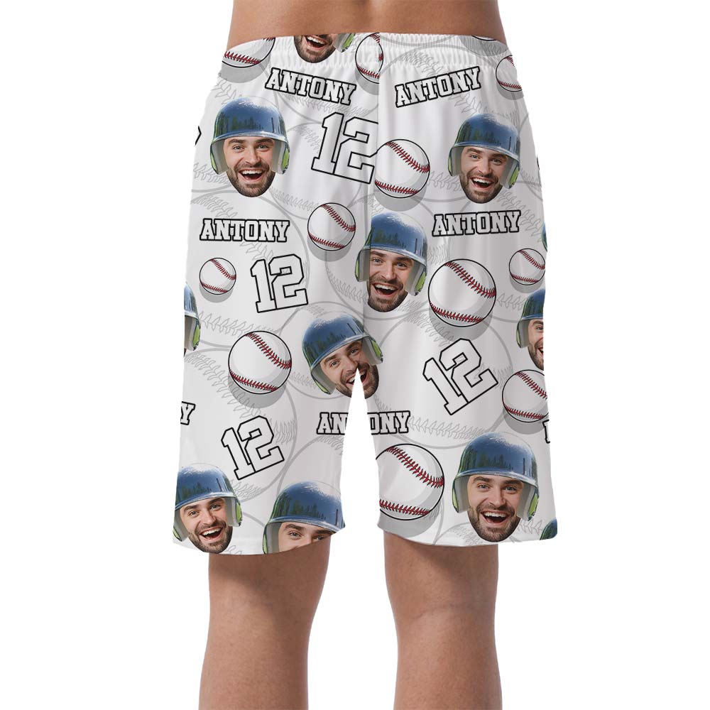 Matching Custom Face Baseball Hawaiian Shorts Men
