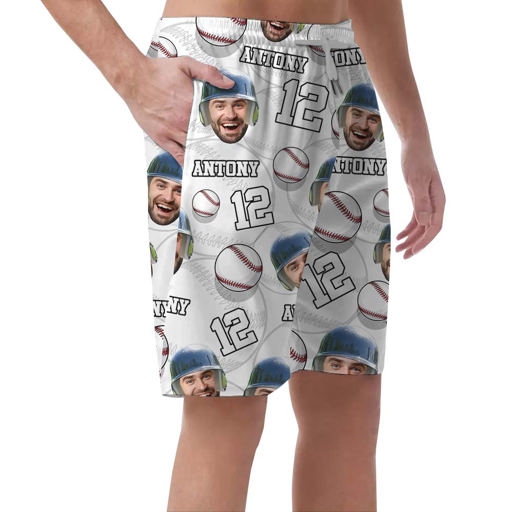 Matching Custom Face Baseball Hawaiian Shorts Men