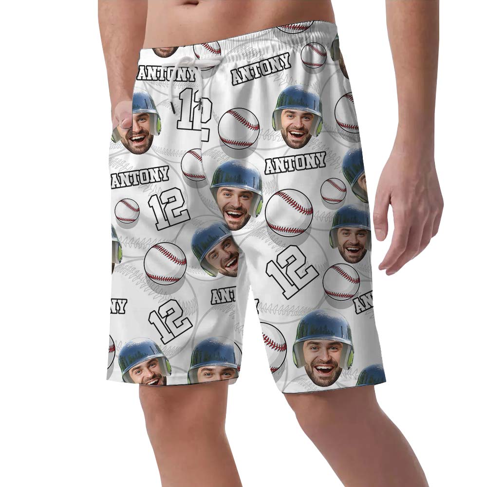Matching Custom Face Baseball Hawaiian Shorts Men