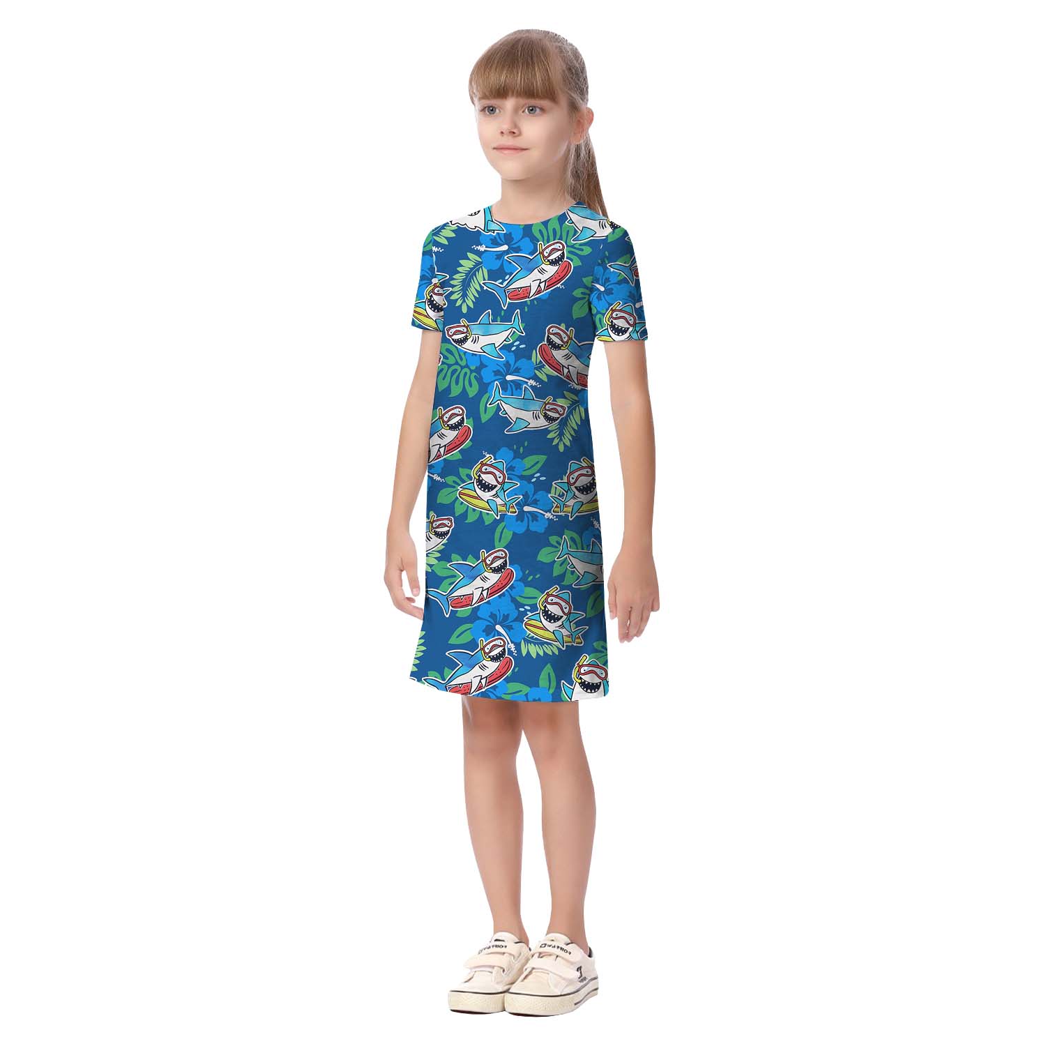 Blue Shark Matching Family Hawaiian Outfits