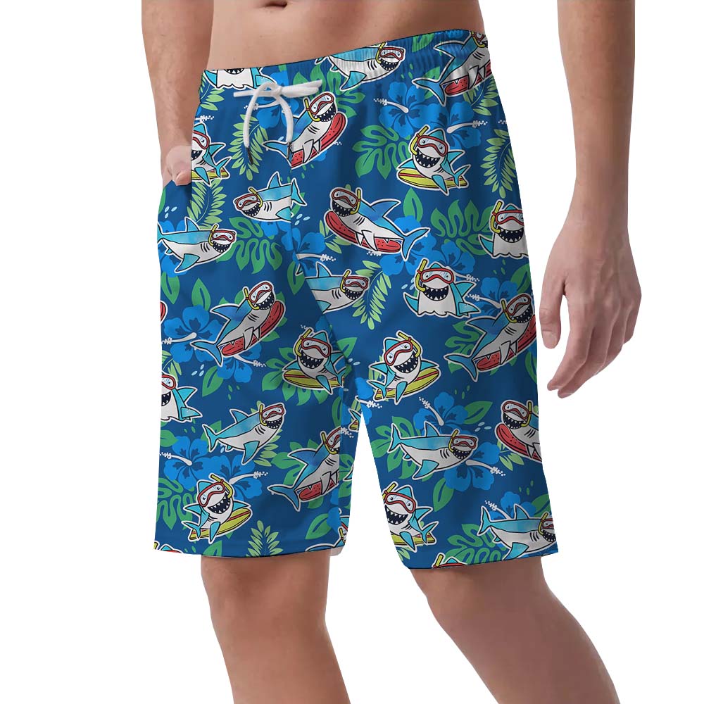 Shark Themed Swimming Trunks For Men
