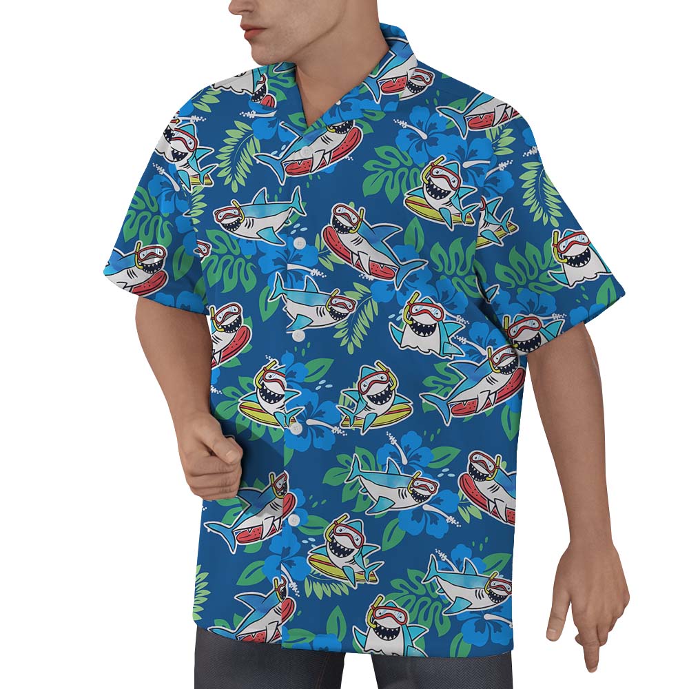 Shark Blue Hawaiian Shirt For Men