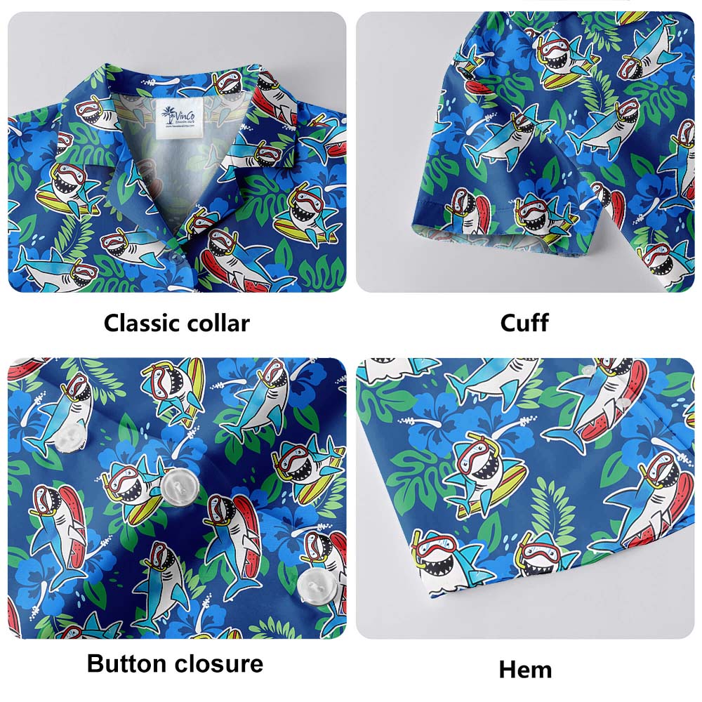 Shark Blue Hawaiian Shirt For Men