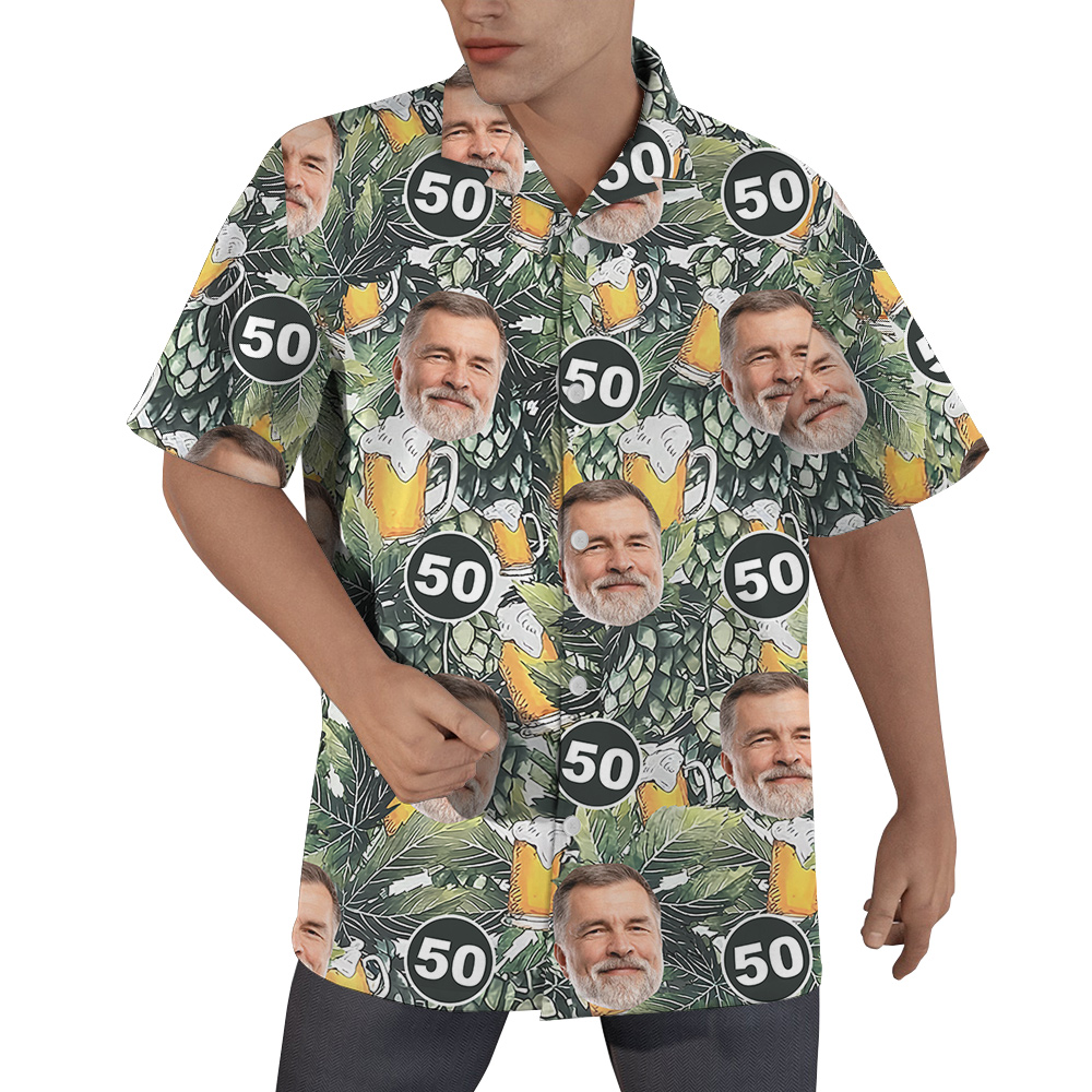 Custom Face and Age Birthday Hawaiian Shirt for Men - variant image 1