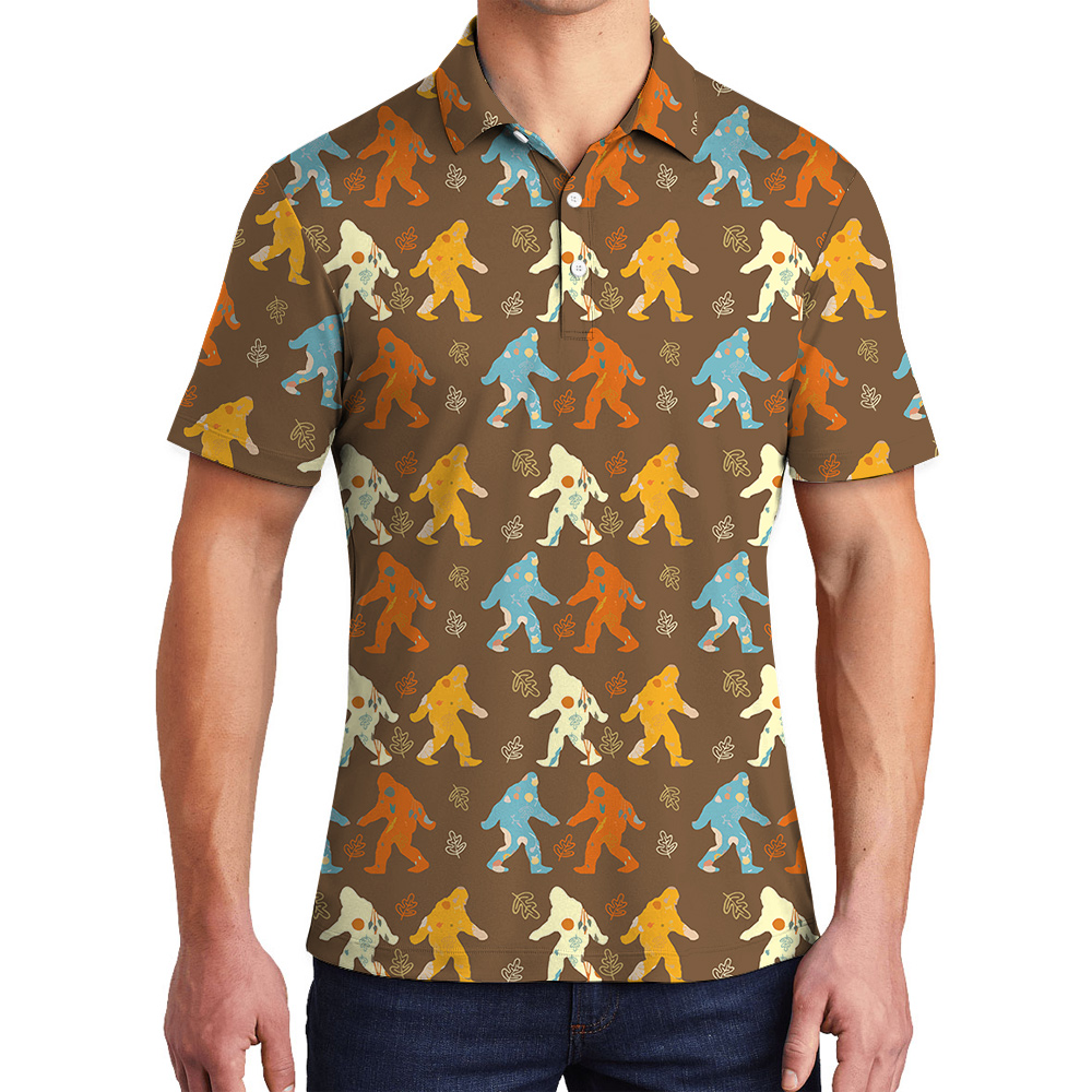 Cute Colorful Bigfoot Hawaiian Polo Shirt - variant image 1