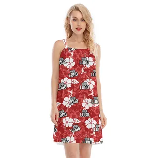 Red Custom Hawaiian Dress With Logo For Women